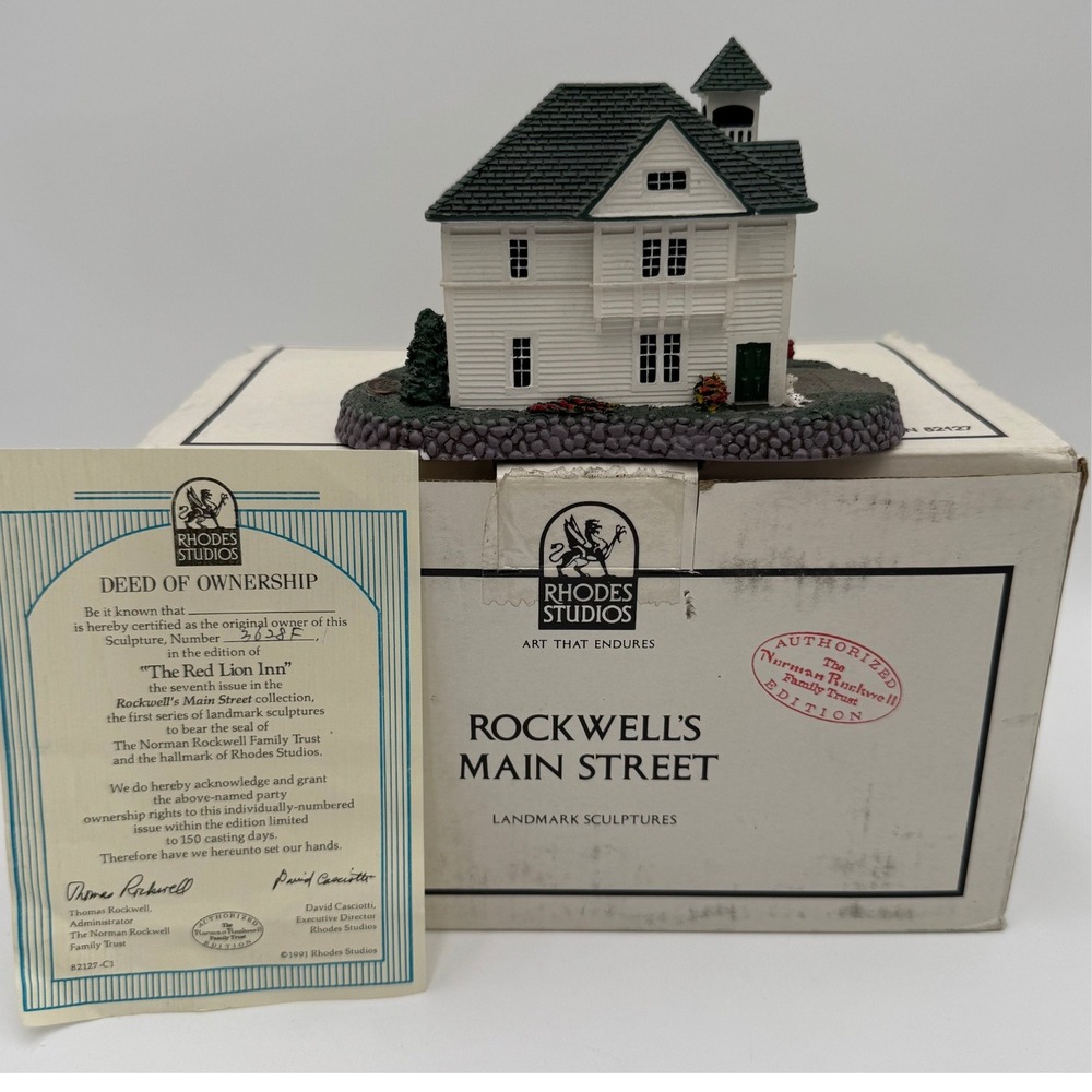 Rhodes‎ Studios Rockwell's Main Street The Red Lion Inn Sculpture COA Box 1991